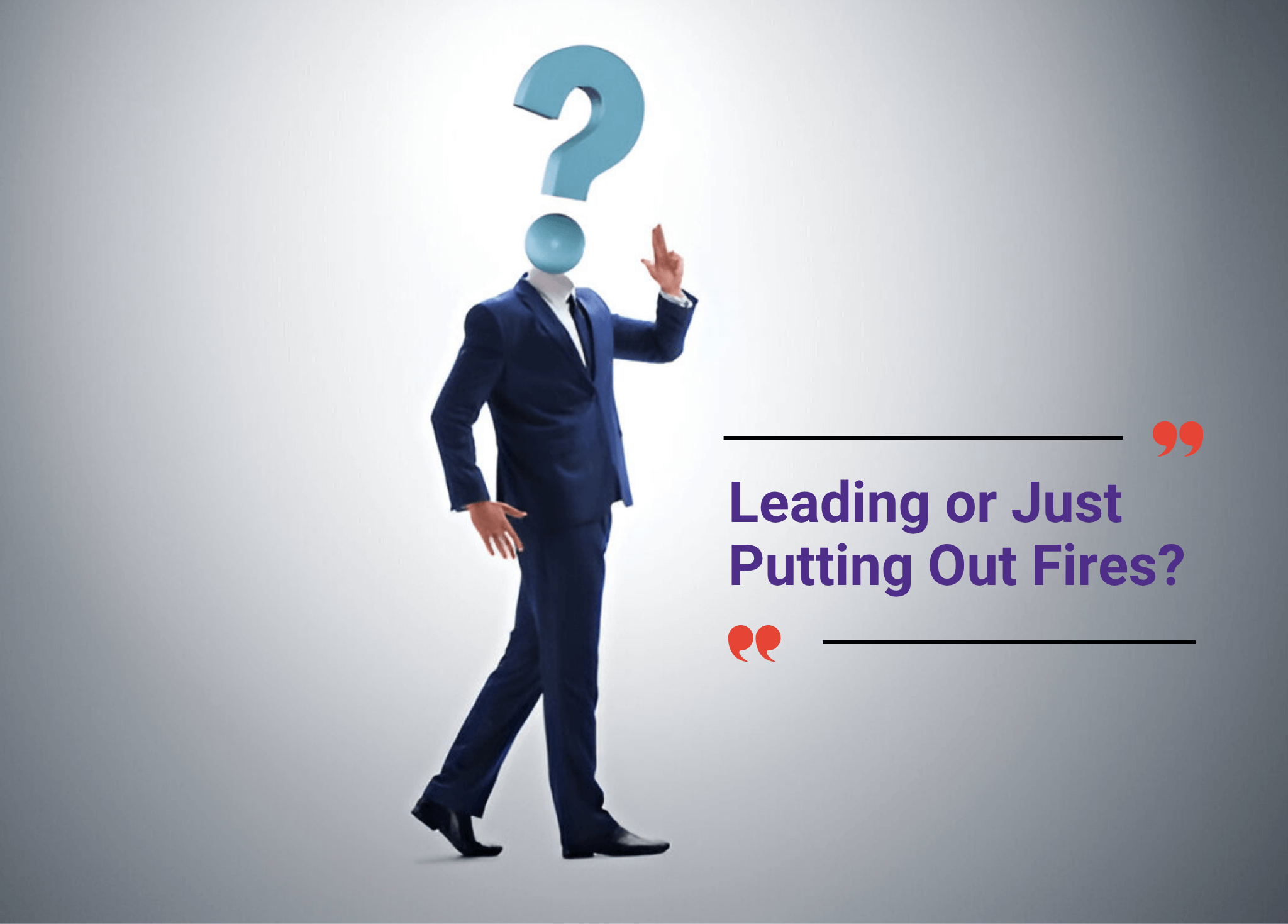 A faceless businessman with a question mark head.