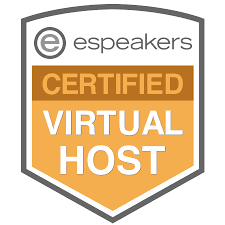 Certified virtual host badge from eSpeakers.