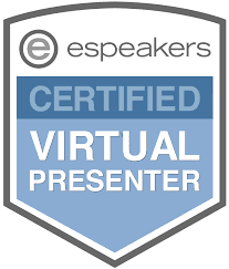 Espeakers certified virtual presenter badge.