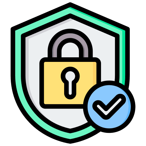 Shield with a padlock and checkmark symbolizing security and protection.