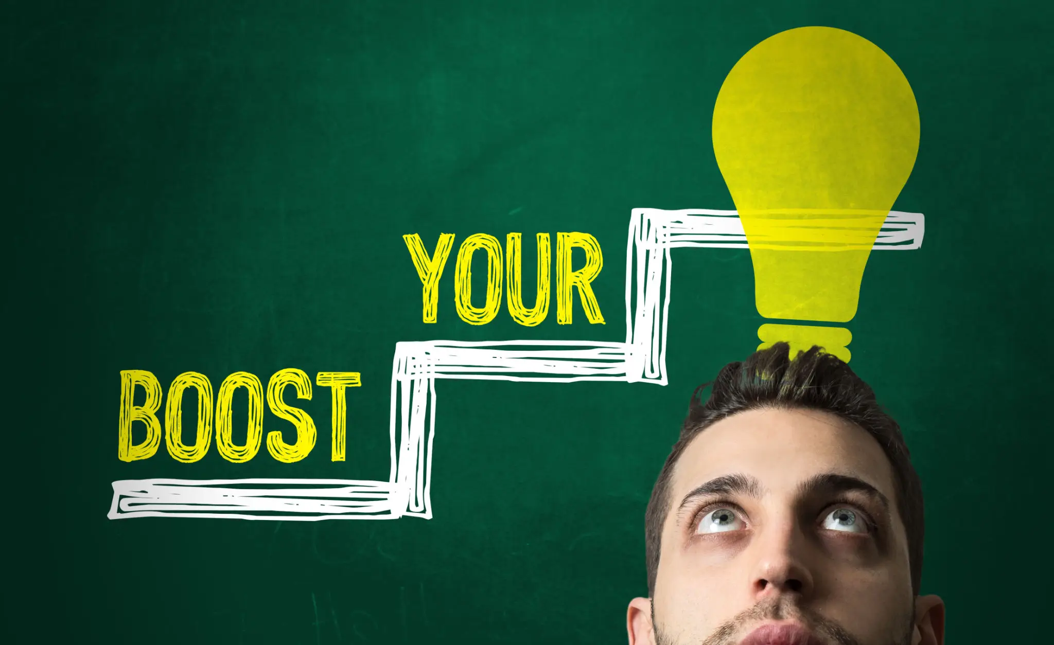 Man with lightbulb and "Boost Your" text.